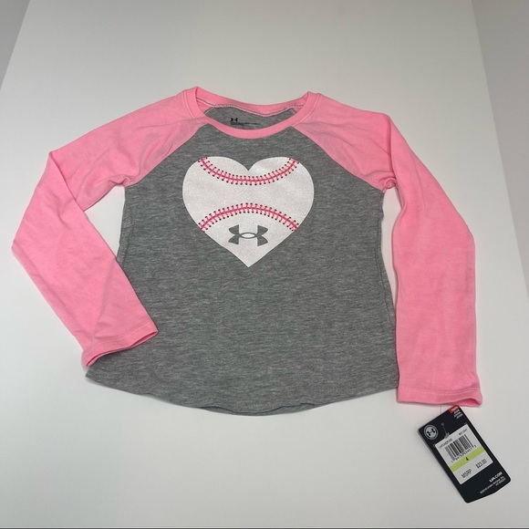 UNDER ARMOUR Girls Baseball Tee Shirt Size 4 - Picture 2 of 5